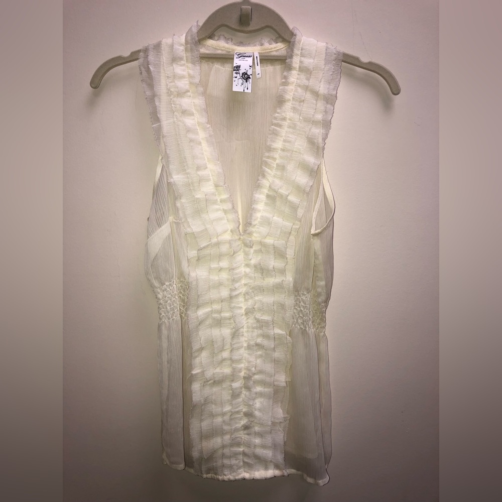 Cream sheer Guess top